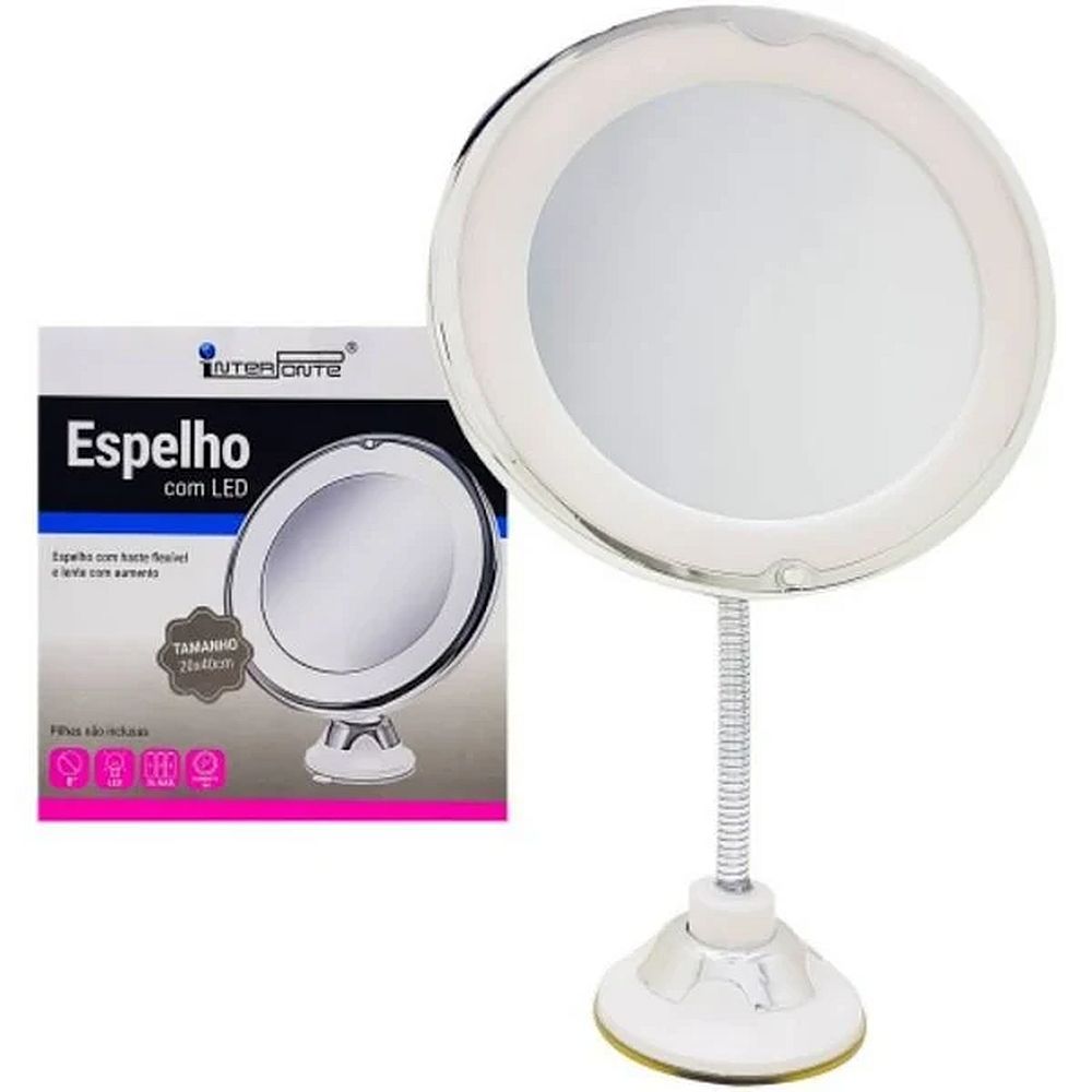 ESPELHO LED COM LENTE DE AUMENTO